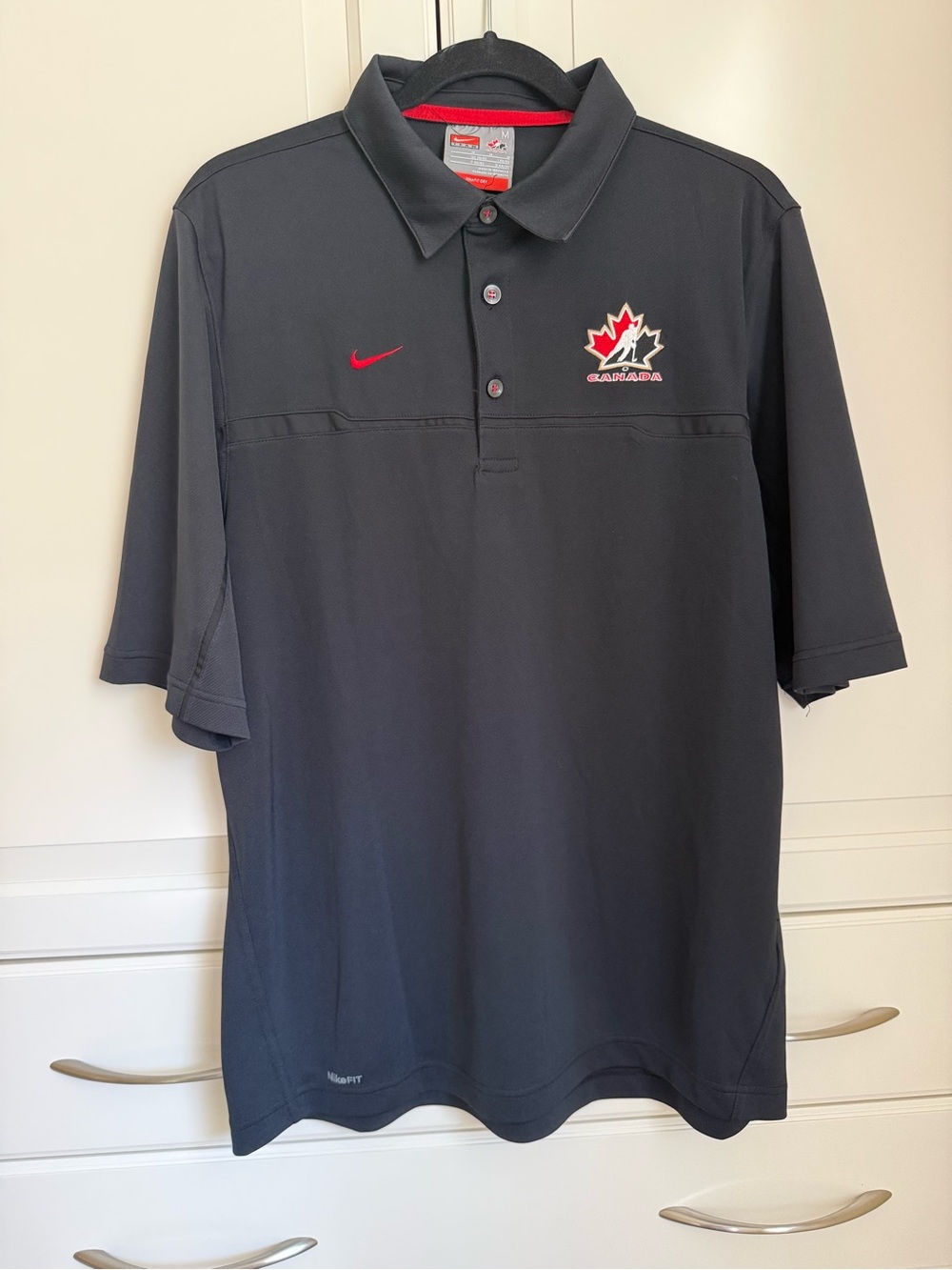 Two Nike Black Polo shirts with Red Canada Crest
